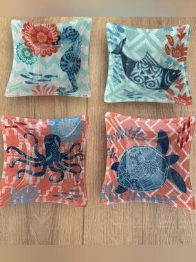 Coastal Sea Life Glass Dishes - Seahorse, Fish, Octopus, Turtle